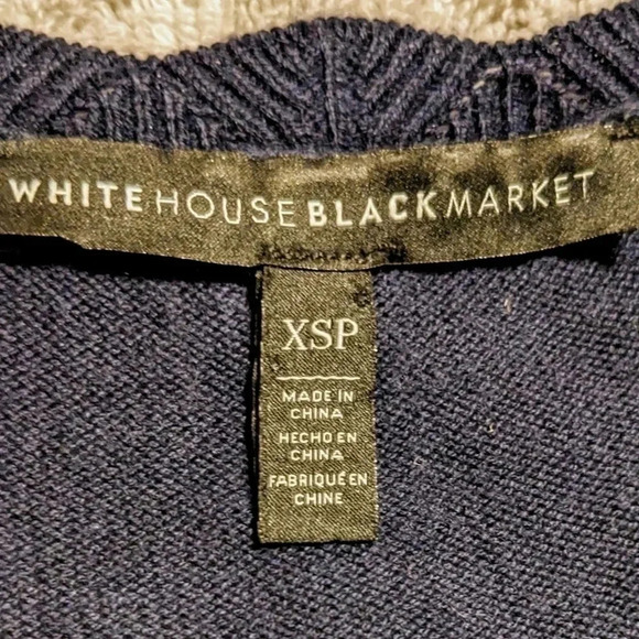 White House Black Market Navy Sweater ‎ Stripe Trim Nautical Lace Size XSP - Picture 6 of 7